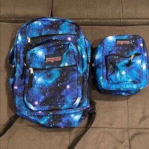 Jansport Blue Galaxy Backpack and Lunch Bag